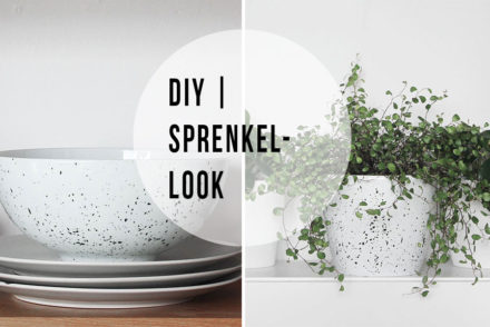 Ein cooles, trendiges und einfaches DIY: Sprenkelschale und -blumentopf.